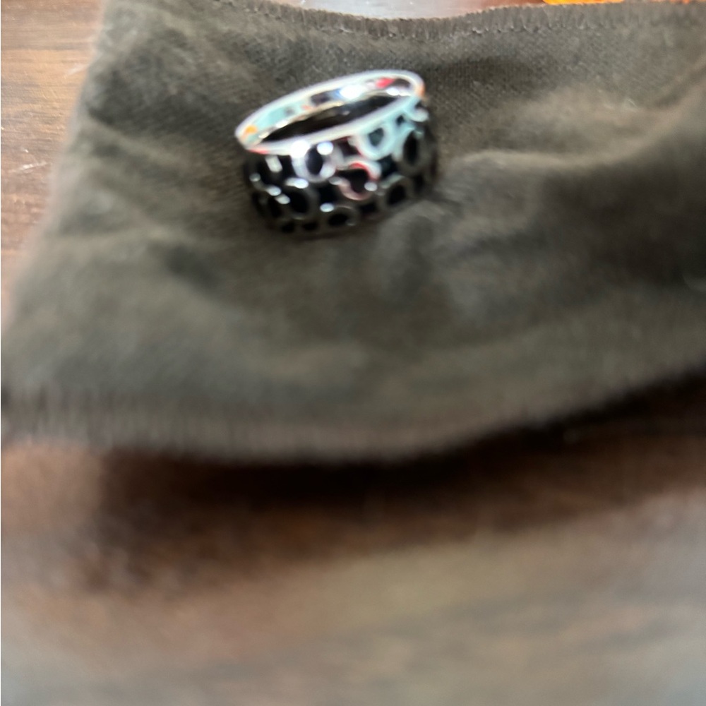 Coach Black And Silver Patterned Ring - image 2